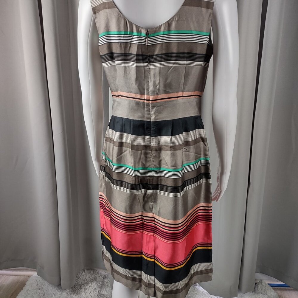 Banana Republic 100% Silk Striped Sheath Knee Length Dress Petite 4P - Picture 5 of 11